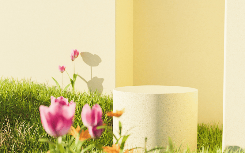 pink tulips growing in home garden