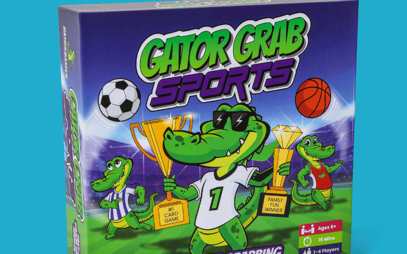 a sports game with a alligator cartoon on the box