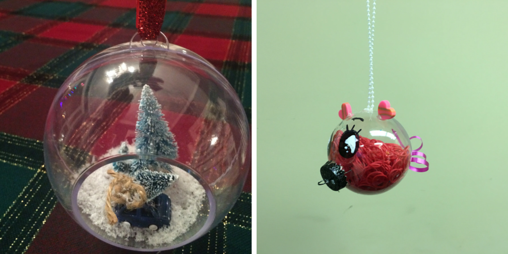 Christmas Scene Ornament and Piglet Ornament